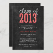 黒板卒業パーティー |グリッター 招待状 (正面/裏面)