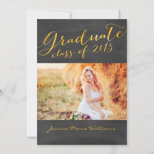 黒板卒業パーティー | 金箔 招待状 (正面)