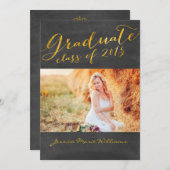 黒板卒業パーティー | 金箔 招待状 (正面/裏面)