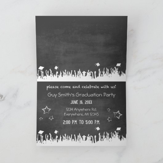 黒板卒業招待状あなたの写真 招待状 (内部)