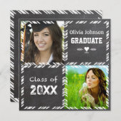 黒板卒業招待状あなたの写真 招待状 (正面/裏面)