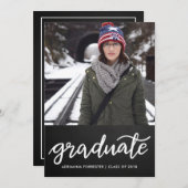 黒板卒業生手書き | フォト 招待状 (正面/裏面)