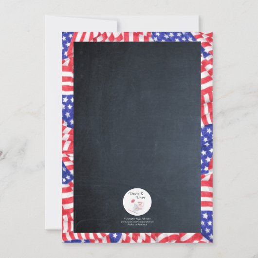 黒板国旗のメモリアルデーパーティの招待状 招待状 (裏面)
