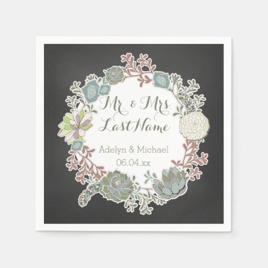 黒板多血リース結婚紙ナプキンス スタンダードカクテルナプキン (正面)