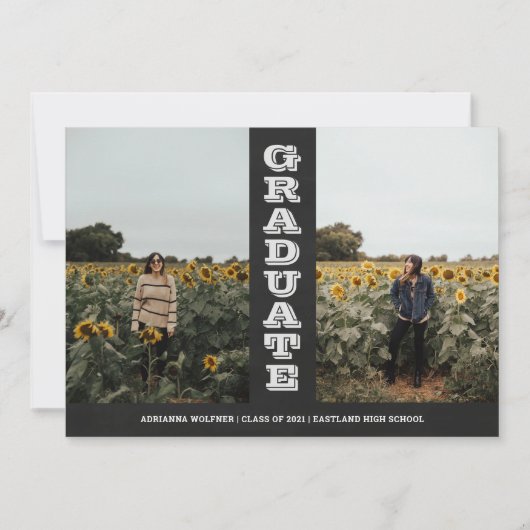 黒板大学院2枚写真タイポグラフィヴィンテージ 招待状 (正面)