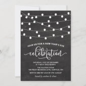 黒板大晦日のホワイトストリングライト 招待状 (正面)