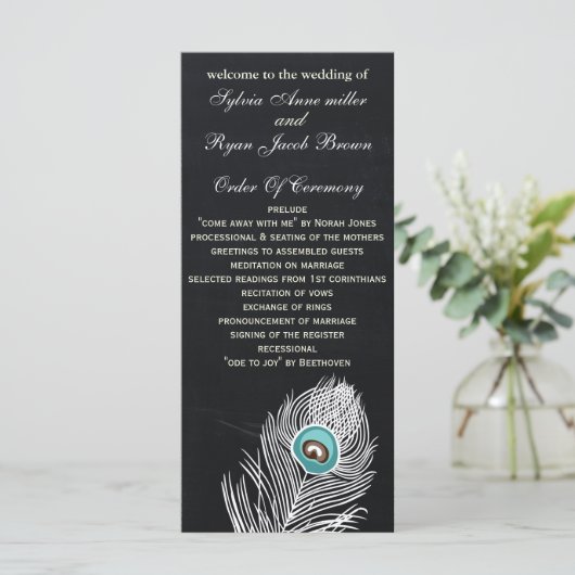 黒板孔雀の結婚式プログラム茶の長さ プログラム (スタンド正面)