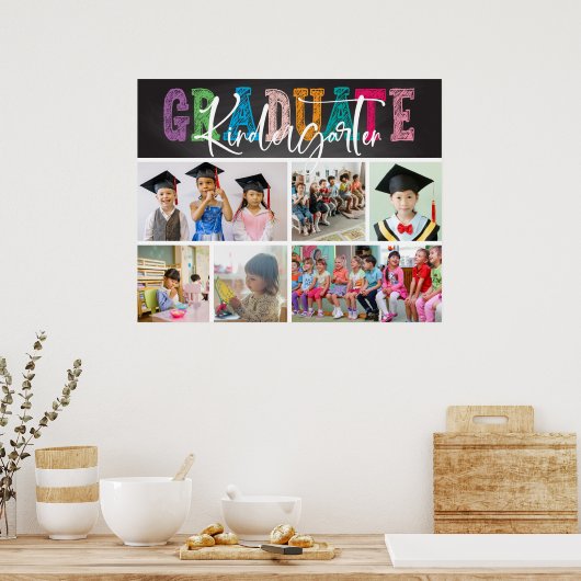 黒板幼稚園大学院写真コラージュ ポスター (キッチン)