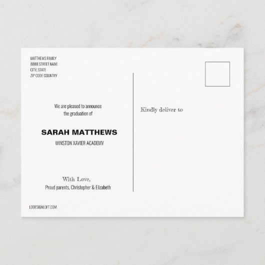 黒板幼稚園大学院写真コラージュ 案内ポストカード (裏面)