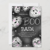 黒板幽霊ブー衣装ハロウィーン誕生日 招待状 (正面)