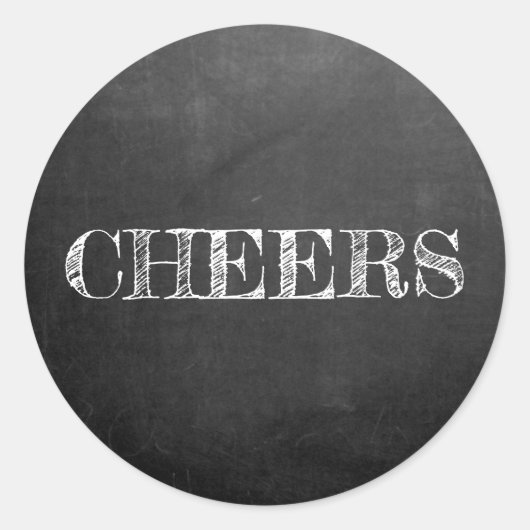 黒板応援タイポグラフィ白黒 ラウンドシール (正面)