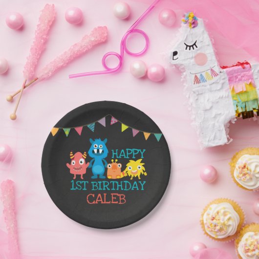 黒板怪獣第1誕生日少年パーティー ペーパープレート (パーティー)