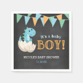 黒板恐竜少年の赤ちゃんシャワー スタンダードカクテルナプキン (正面)