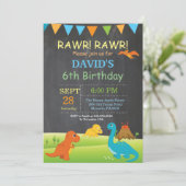 黒板恐竜誕生日招待状ディノパーティー 招待状 (スタンド正面)