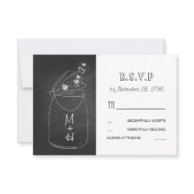 黒板愛ハートのメーソンジャーかわいいRSVP