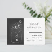 黒板愛ハートのメーソンジャーかわいいRSVP 出欠カード (スタンド正面)