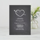 黒板愛ハート素朴なリハーサルディナー 招待状 (スタンド正面)