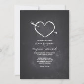 黒板愛ハート素朴結婚式招待状 招待状 (正面)