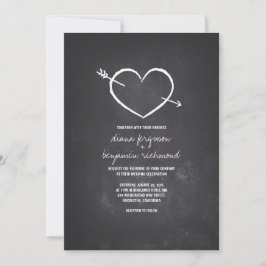 黒板愛ハート素朴結婚式招待状 招待状