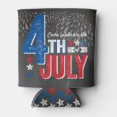 黒板愛国花火7月4日パーティー 缶クーラー (正面)