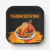 黒板感謝祭ローストトルコ赤ちゃんシャワー ペーパープレート (正面)
