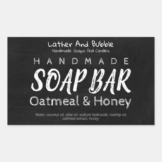 黒板手作り石鹸とキャンドルラベル 長方形シール (正面)