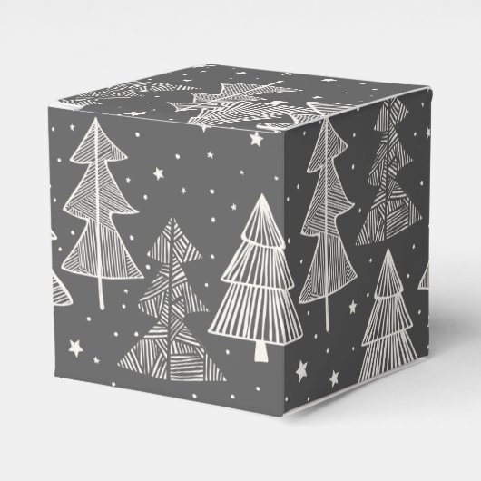 黒板手描きクリスマスツリー雪 フェイバーボックス (正面サイド)