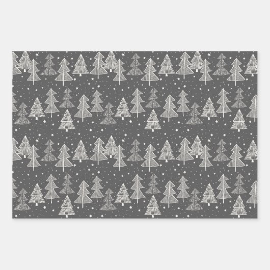黒板手描きクリスマスツリー雪 ラッピングペーパーシート (正面)