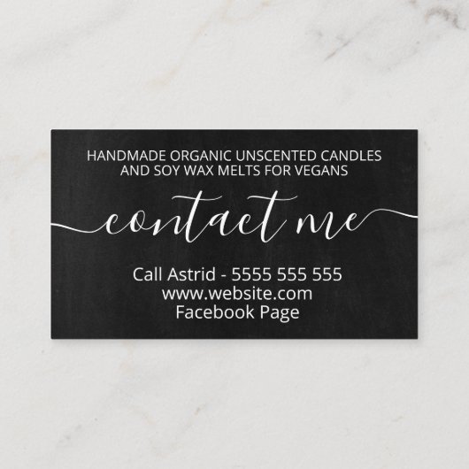 黒板手製蝋燭大豆ろう液 名刺 (裏面)