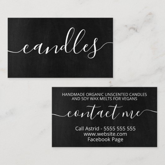 黒板手製蝋燭大豆ろう液 名刺 (正面/裏面)
