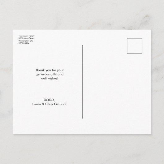 黒板数々の写真コラージュベビー誕生 案内ポストカード (裏面)