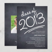 黒板書の卒業招待状 招待状 (正面/裏面)