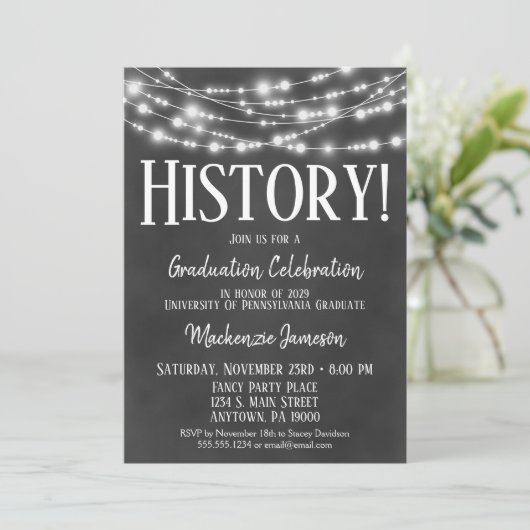 黒板歴史卒業パーティー招待状 招待状 (スタンド正面)
