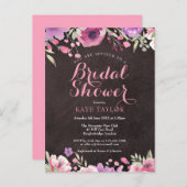 黒板水彩フローラブライダルシャワー招待状 案内ポストカード (正面/裏面)