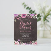 黒板水彩フローラブライダルシャワー招待状 案内ポストカード (スタンド正面)