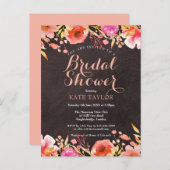 黒板水彩フローラブライダルシャワー 案内ポストカード (正面/裏面)