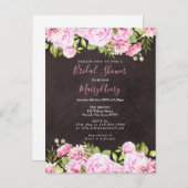 黒板水彩フローラブライダルシャワー 案内ポストカード (正面/裏面)