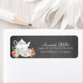 黒板水彩フローラ茶ブライダルシャワー ラベル (インサイチュ)