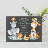 黒板水彩ポップジャングルサファリベイビーシャワー 招待状 (スタンド正面)