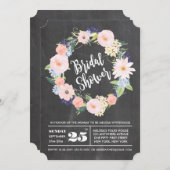 黒板水彩リースブライダルシャワー招待状 招待状 (正面/裏面)