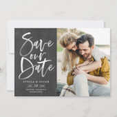 黒板水彩筆跡の写真 セーブザデート (正面)