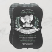 黒板水彩象ベビーシャワー 招待状 (正面/裏面)