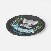 黒板水彩象ボーイベビーシャワー ペーパープレート (アングル)