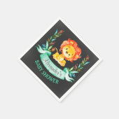 黒板水色ライオン赤ちゃんシャワー スタンダードカクテルナプキン (角)