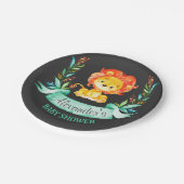 黒板水色ライオン赤ちゃんシャワー ペーパープレート (アングル)