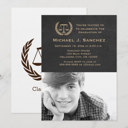 黒板法科卒業 招待状 (正面/裏面)