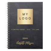 黒板灰色ネームプレートロゴ ノートブック (正面)