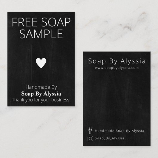 黒板無料サンプル石鹸表示カード 名刺 (正面/裏面)