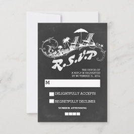 黒板熱帯ビーチ結婚式RSVP 出欠カード