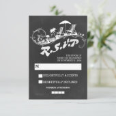 黒板熱帯ビーチ結婚式RSVP 出欠カード (スタンド正面)